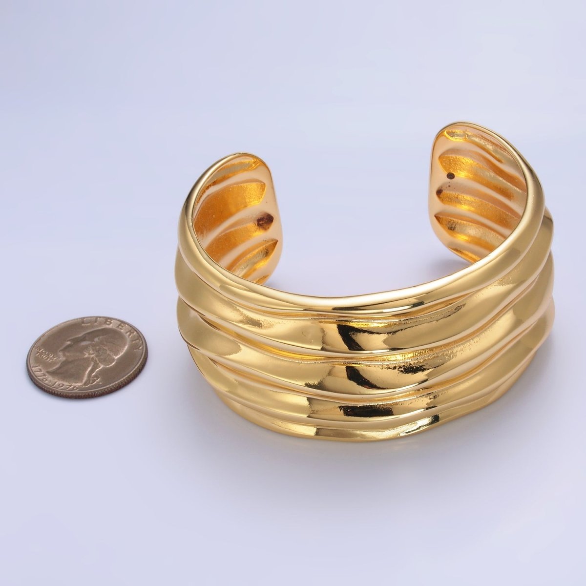 24K Gold Filled Chunky Cuff Band Bangle Bracelet | WA - 3976 - DLUXCA