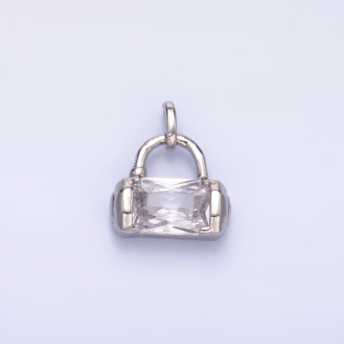24K Gold Filled Clear Baguette CZ Bag Purse Charm in Gold & Silver | AA1486 - DLUXCA