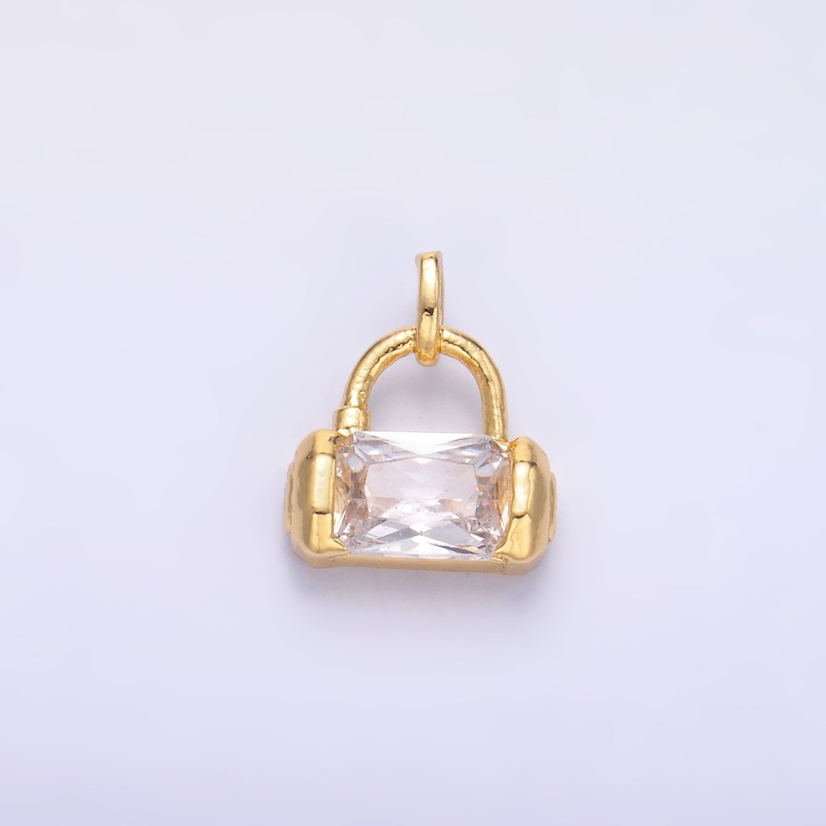 24K Gold Filled Clear Baguette CZ Bag Purse Charm in Gold & Silver | AA1486 - DLUXCA