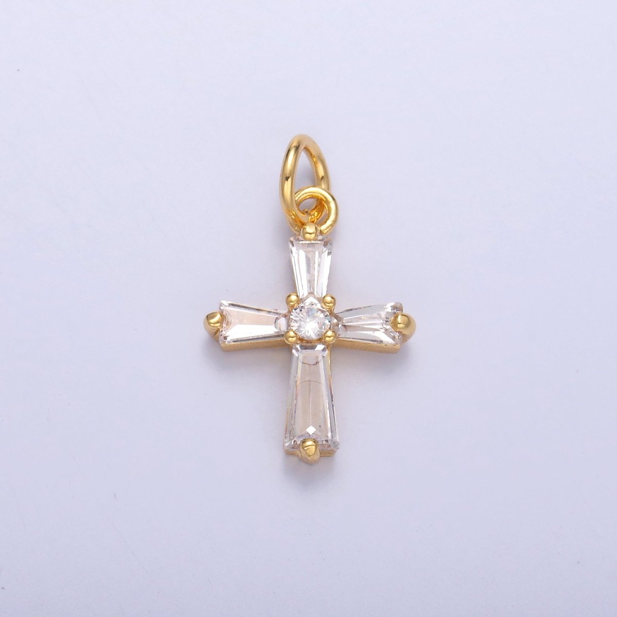24K Gold Filled Clear Baguette CZ Charm in Gold & Silver | C076 - DLUXCA