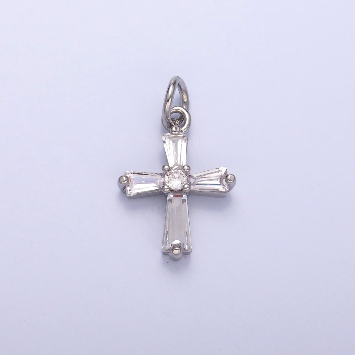 24K Gold Filled Clear Baguette CZ Charm in Gold & Silver | C076 - DLUXCA