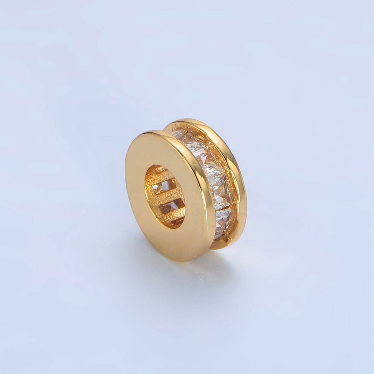 24K Gold Filled Clear Baguette CZ Rhondelle Bead in Gold & Silver | B902 - DLUXCA
