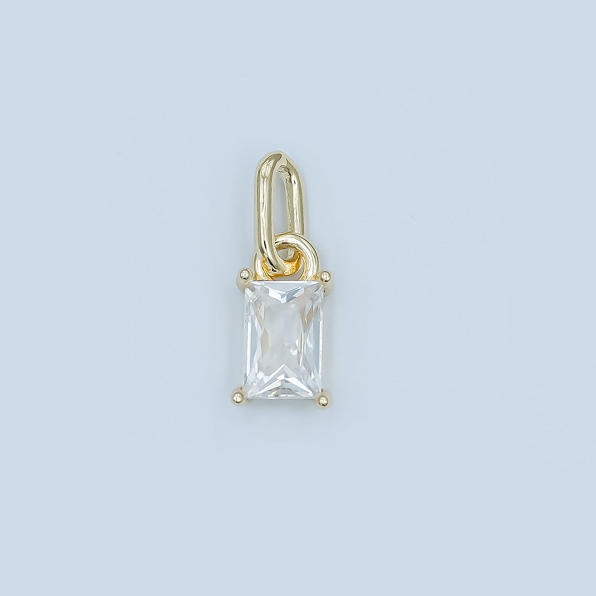 24K Gold Filled Clear Baguette Link Bail Pendant | AA1502 - DLUXCA