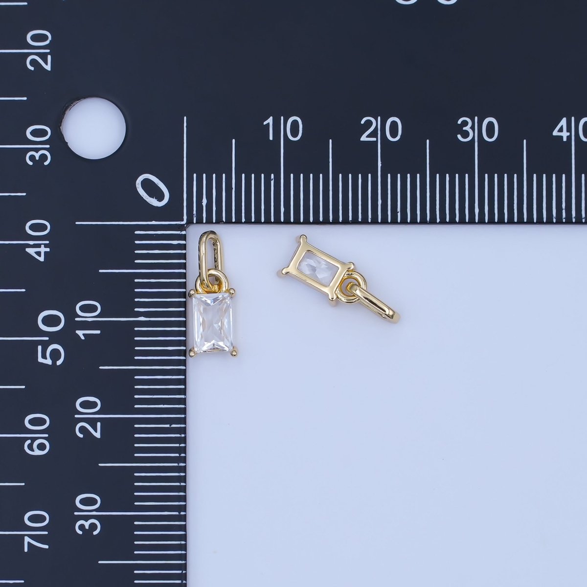 24K Gold Filled Clear Baguette Link Bail Pendant | AA1502 - DLUXCA