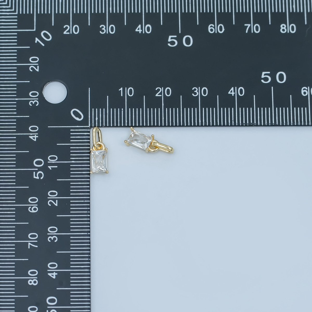 24K Gold Filled Clear Baguette Link Bail Pendant | AA1502 - DLUXCA