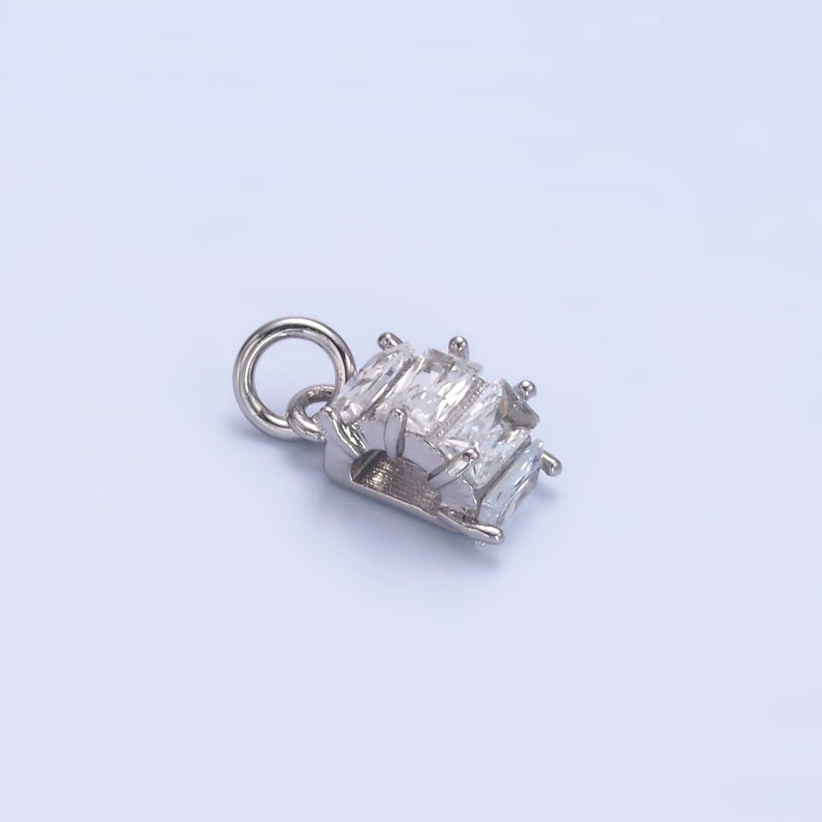 24K Gold Filled Clear Baguette Round Charm in Gold & Silver | W883 - DLUXCA