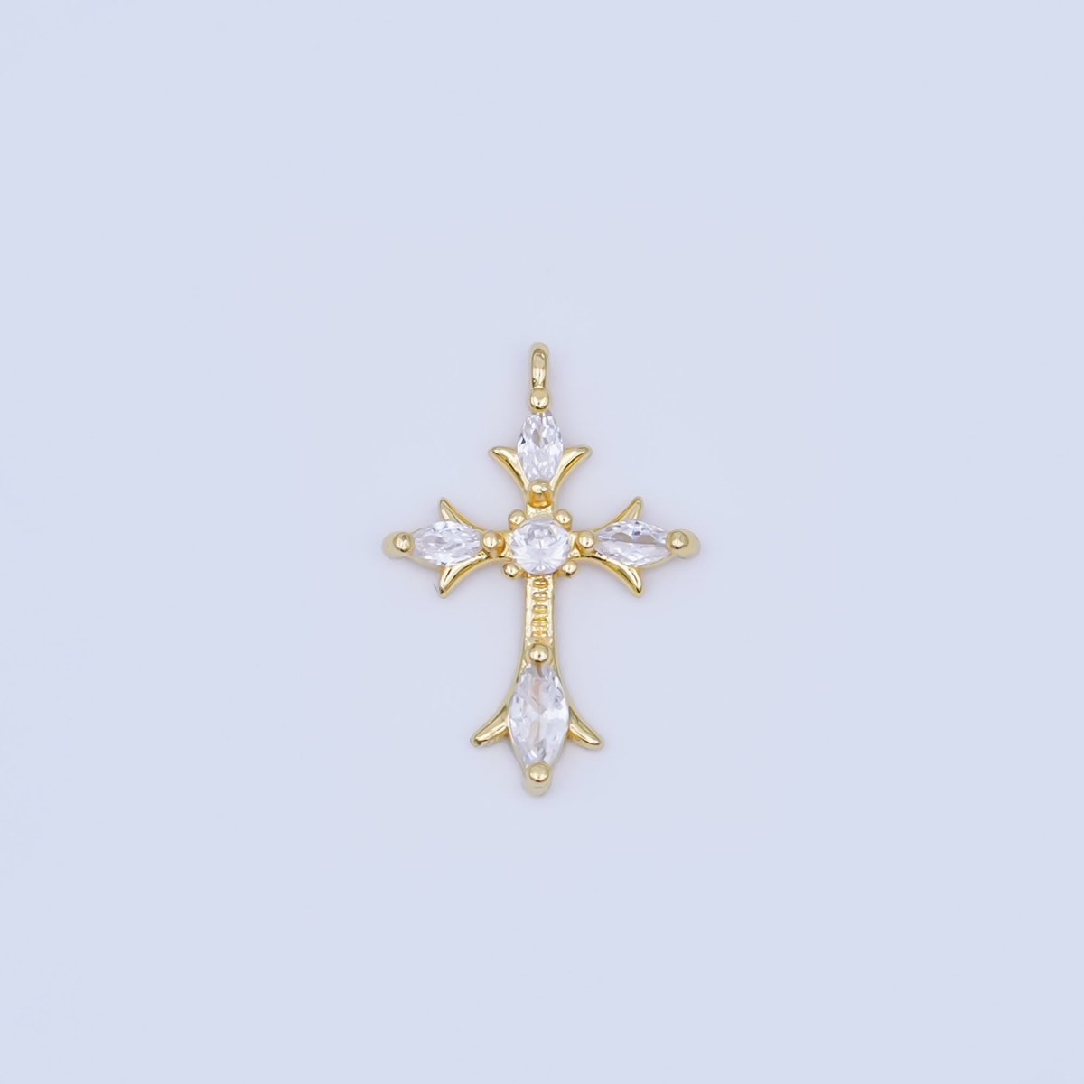 24K Gold Filled Clear, Black CZ Religious Passion Cross Charm | AF449 - DLUXCA