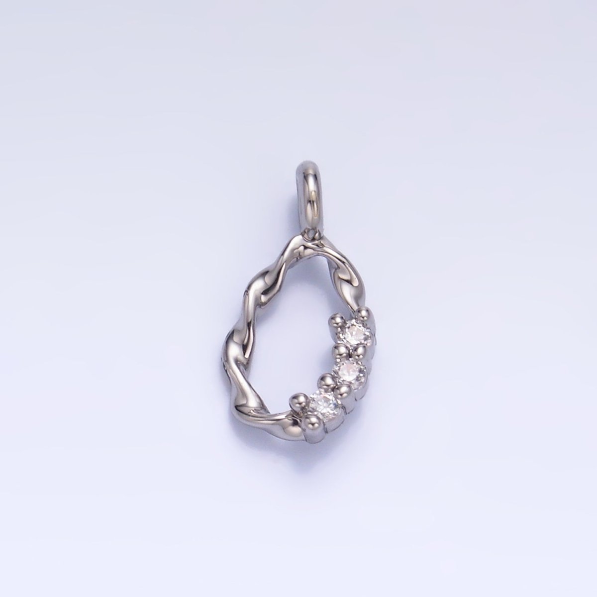 24K Gold Filled Clear Clear CZ Molten Twist Charm in Gold & Silver | W888 - DLUXCA