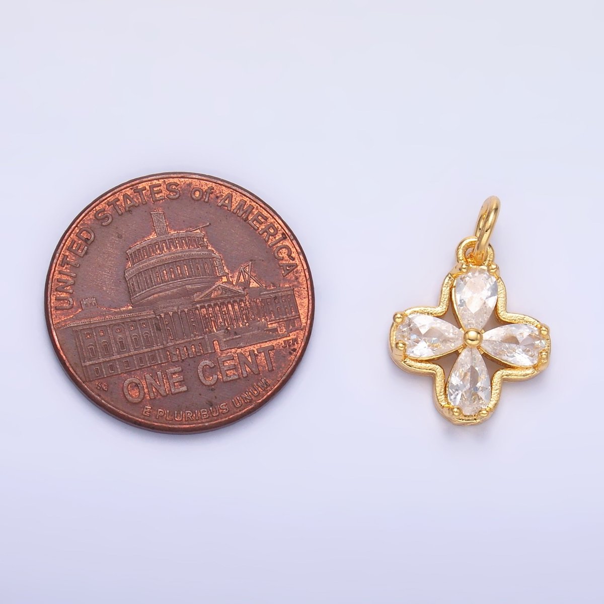 24K Gold Filled Clear CZ Bezel Flower Mini Charm in Gold & Silver | C033 - DLUXCA