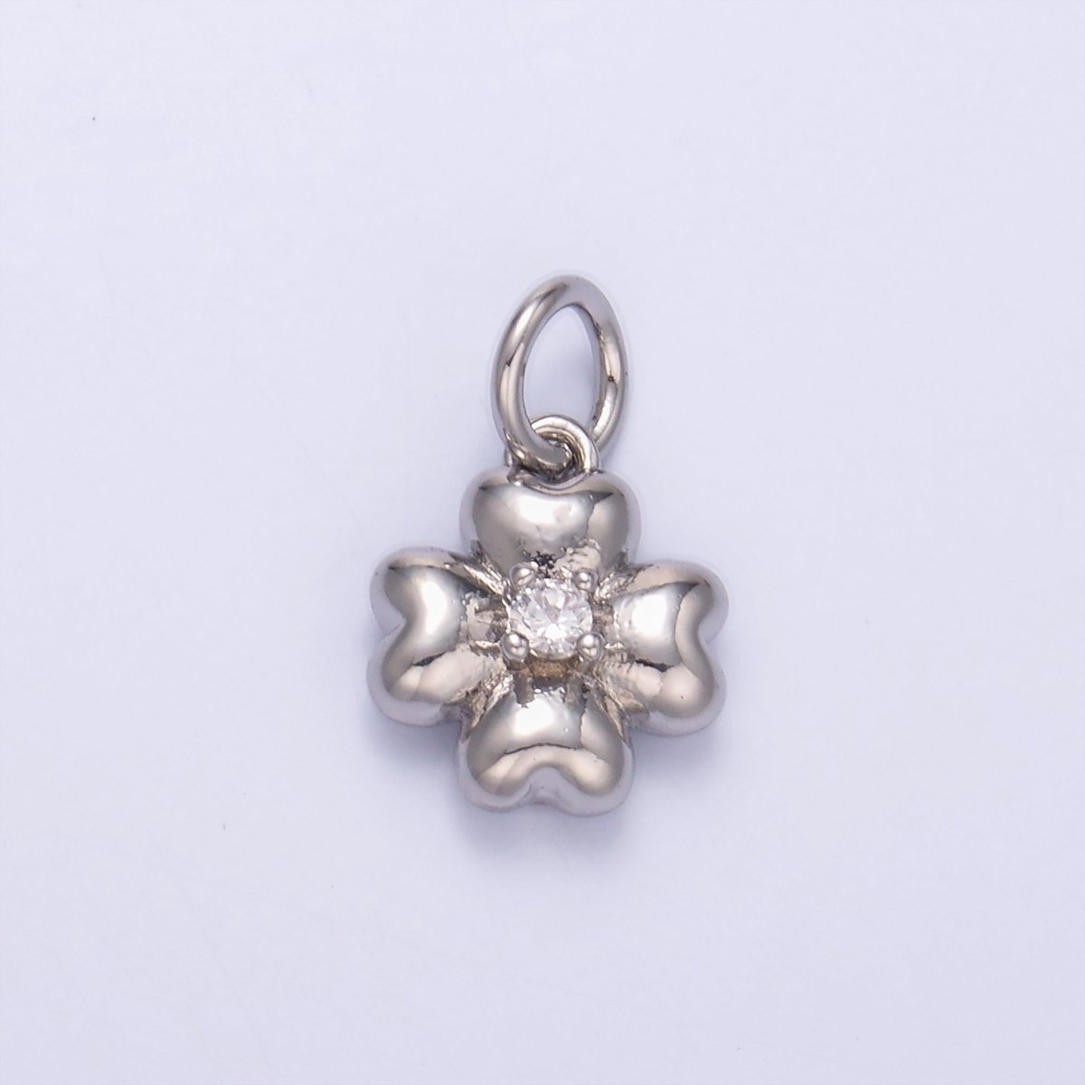 24K Gold Filled Clear CZ Chubby Flower Multidimensional 3D Charm in Gold & Silver | N018 - DLUXCA