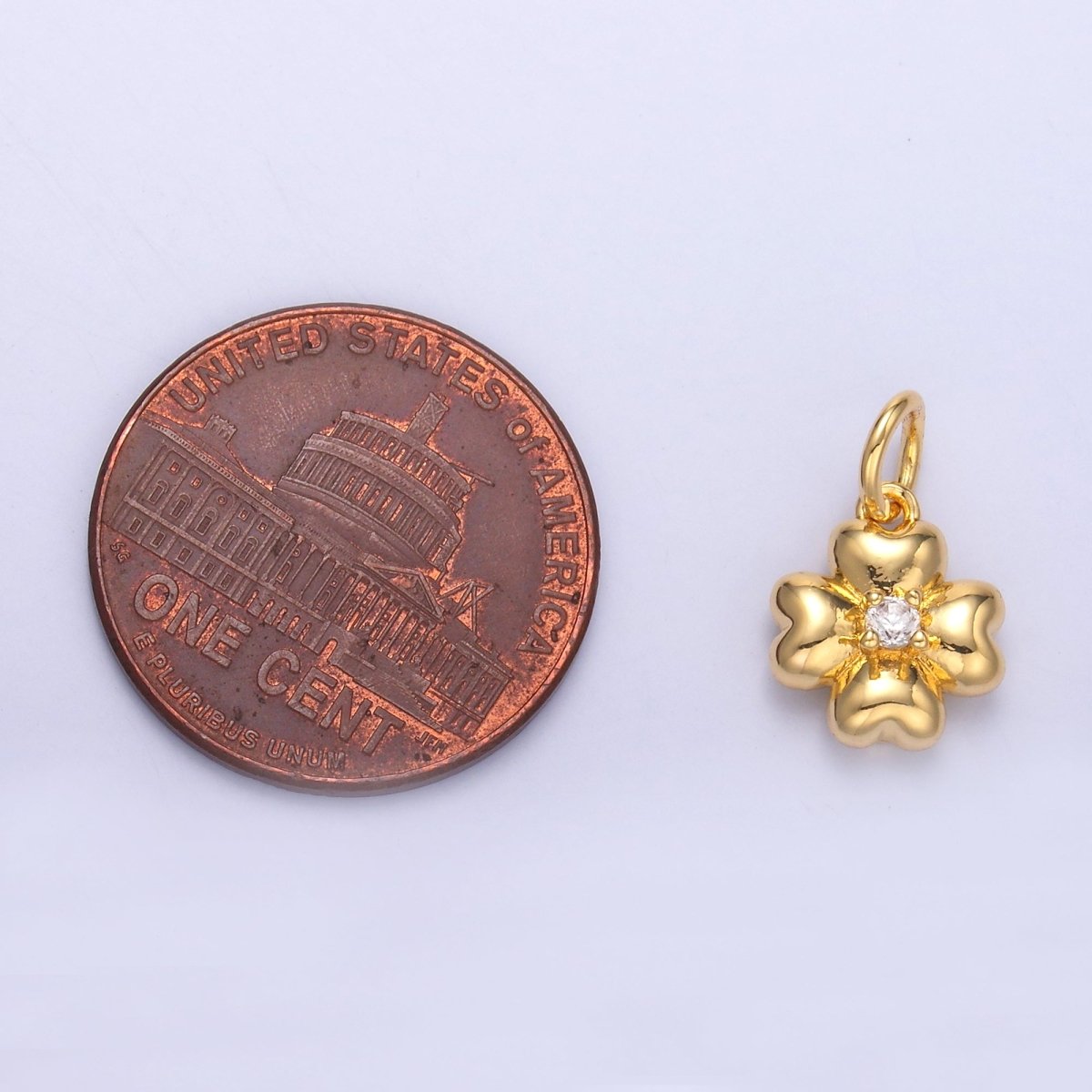 24K Gold Filled Clear CZ Chubby Flower Multidimensional 3D Charm in Gold & Silver | N018 - DLUXCA