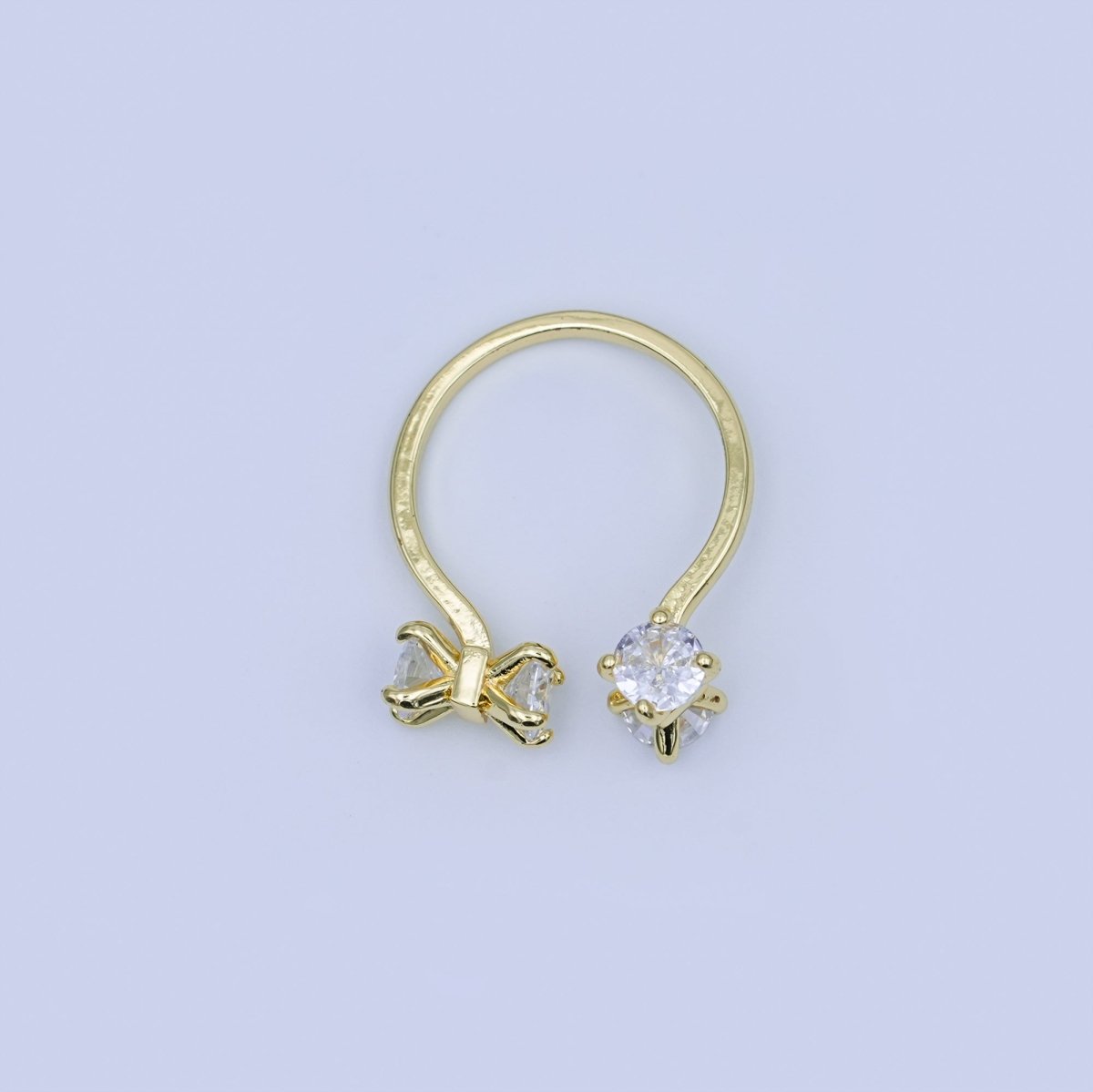 24K Gold Filled Clear CZ Claw Wrap Ring | O1435 - DLUXCA