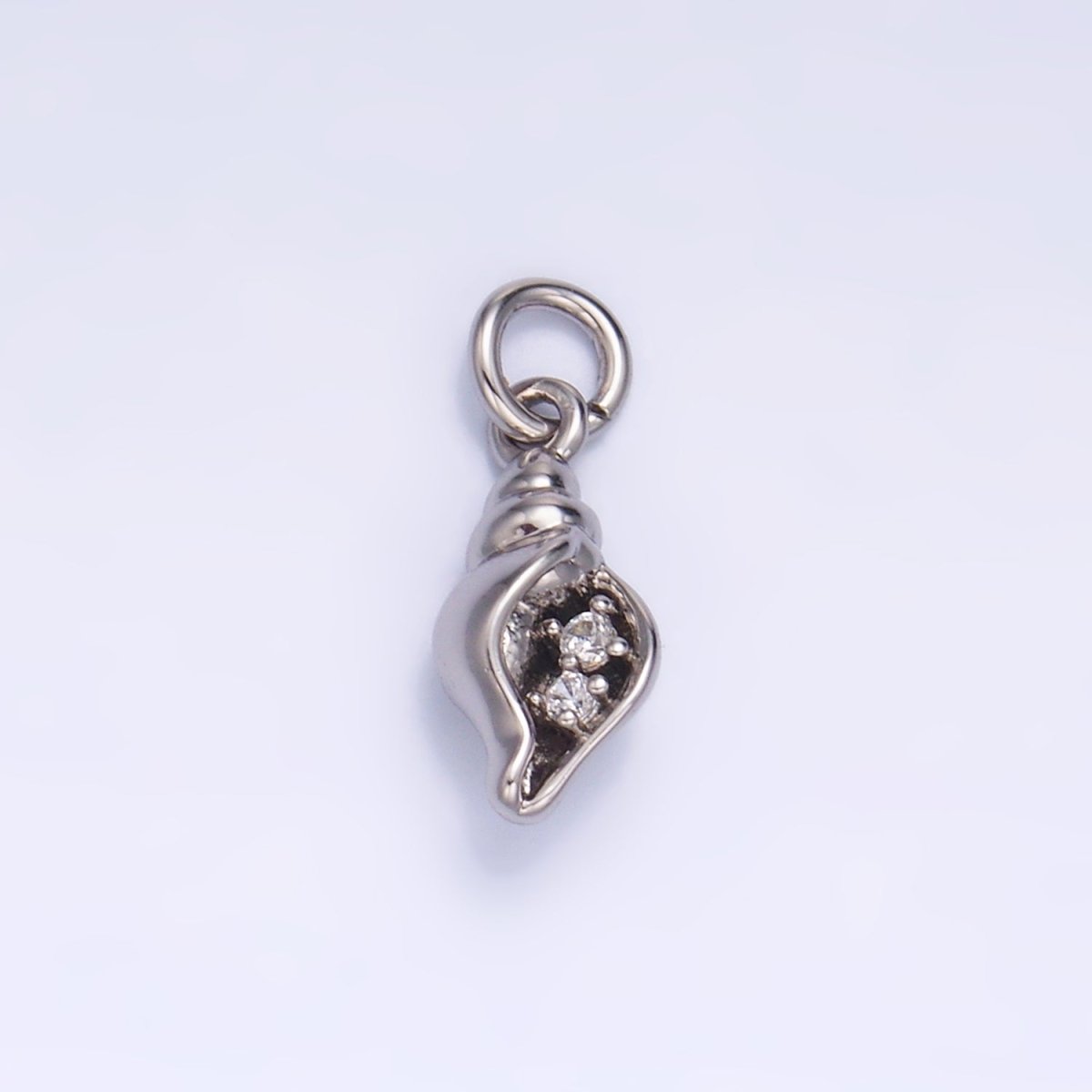 24K Gold Filled Clear CZ Conch Sea Shell Charm in Gold & Silver | W878 - DLUXCA