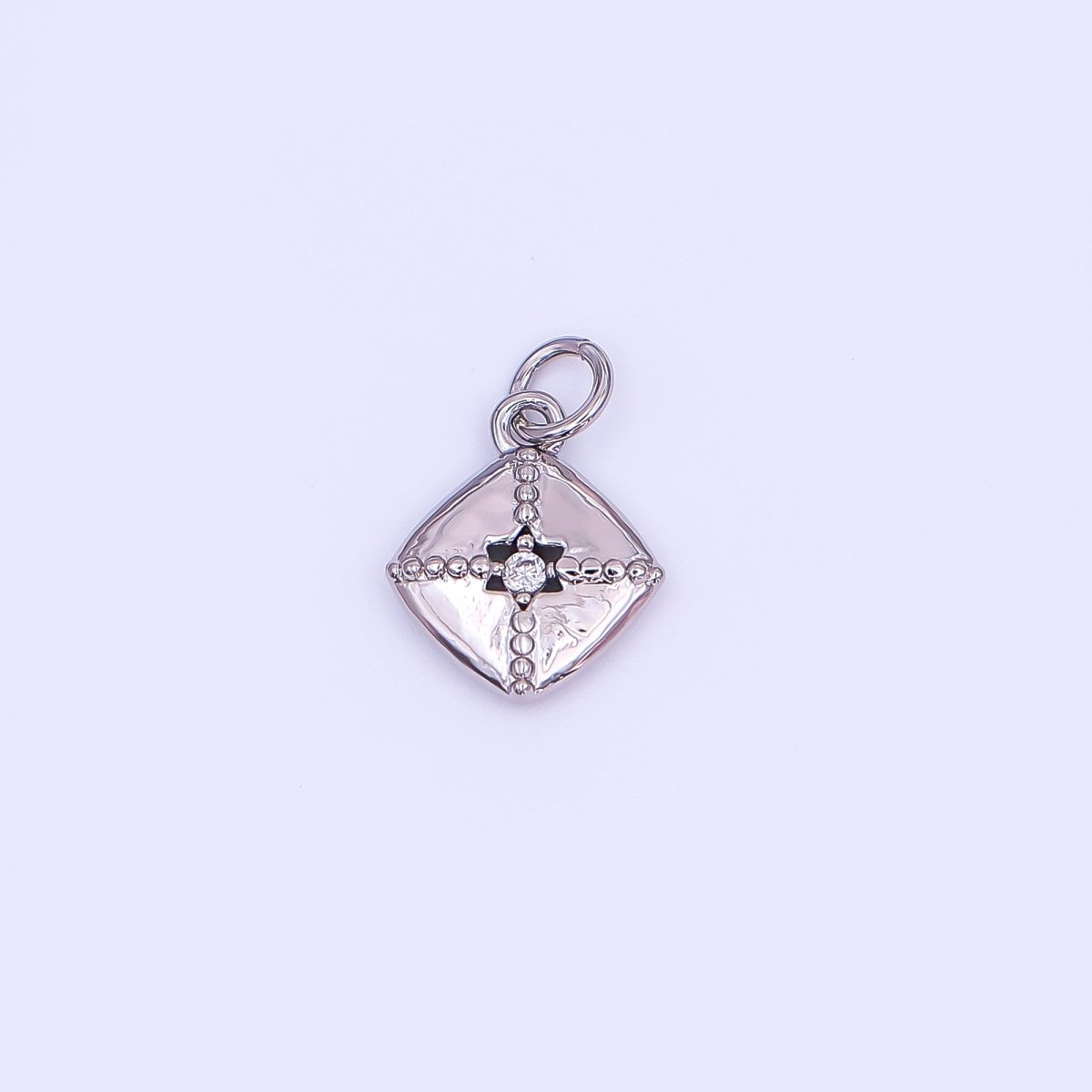 24K Gold Filled Clear CZ Dotted Rhombus Charm in Gold & Silver | AF427 - DLUXCA