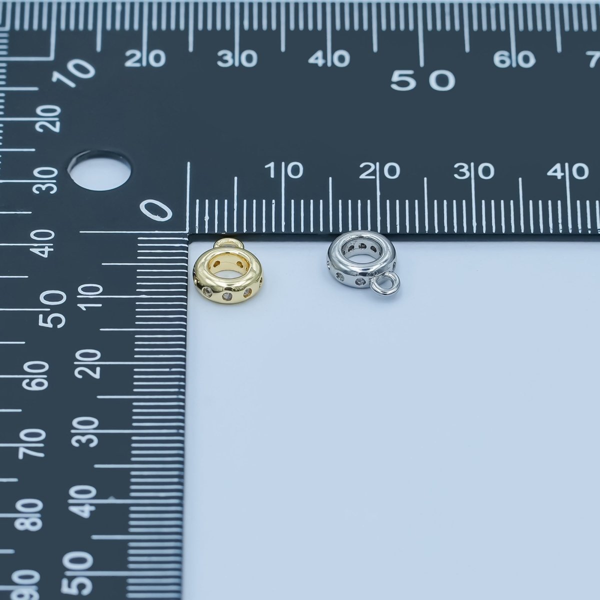 24K Gold Filled Clear CZ Dotted Wide Round Bail Finding in Gold & Silver | Z1104 - DLUXCA