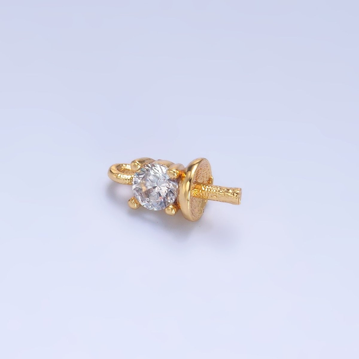 24K Gold Filled Clear CZ Drill Bail Finding in Gold & Silver | Z1060 - DLUXCA