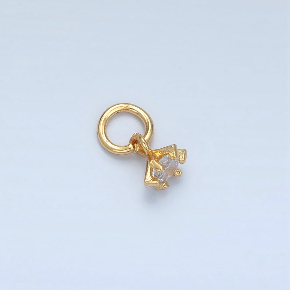 24K Gold Filled Clear CZ Drop Mini Charm | X552 - DLUXCA
