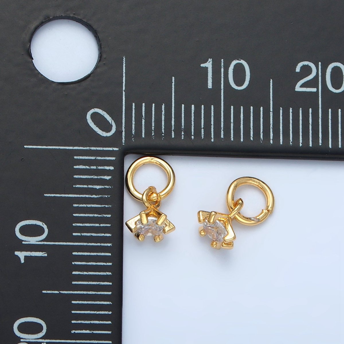 24K Gold Filled Clear CZ Drop Mini Charm | X552 - DLUXCA