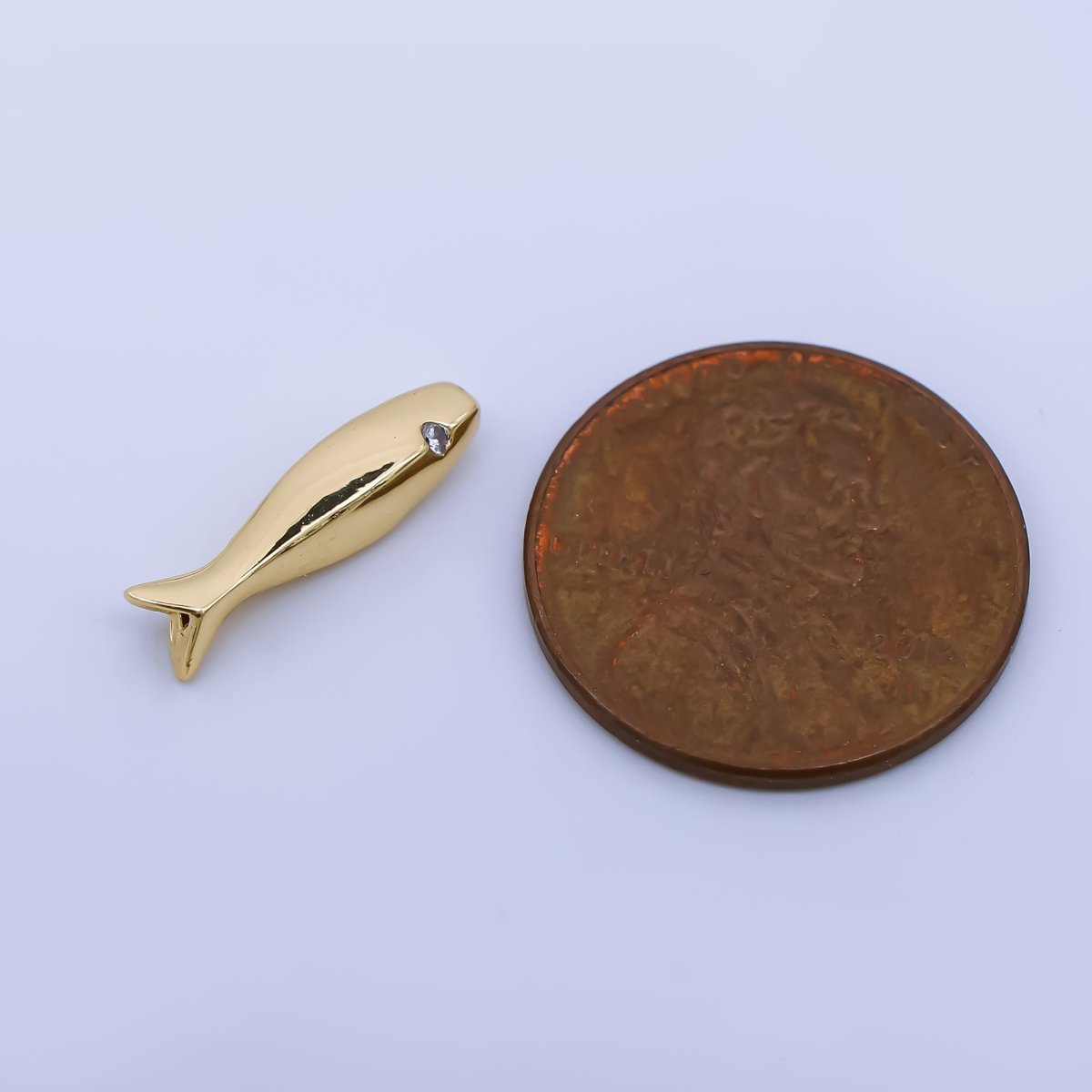 24K Gold Filled Clear CZ Fish Beach Minimalist Bead | B486 - DLUXCA
