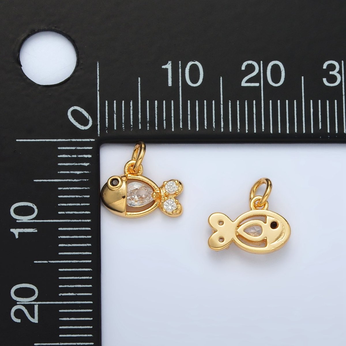 24K Gold Filled Clear CZ Fish Charm | AC - 141 - DLUXCA