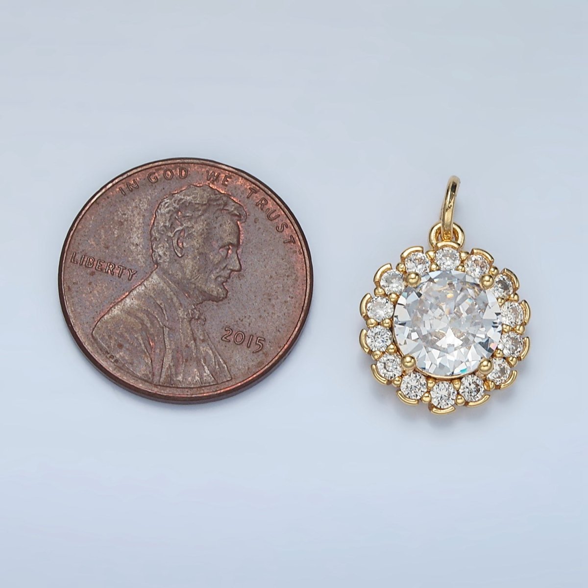 24K Gold Filled Clear CZ Flower Petal Mini Charm | E116 - DLUXCA