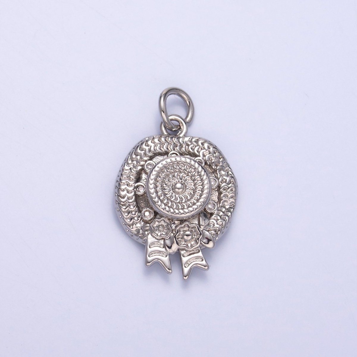 24K Gold Filled Clear CZ Flower Woven Beach Hat Charm in Gold & Silver | N015 - DLUXCA