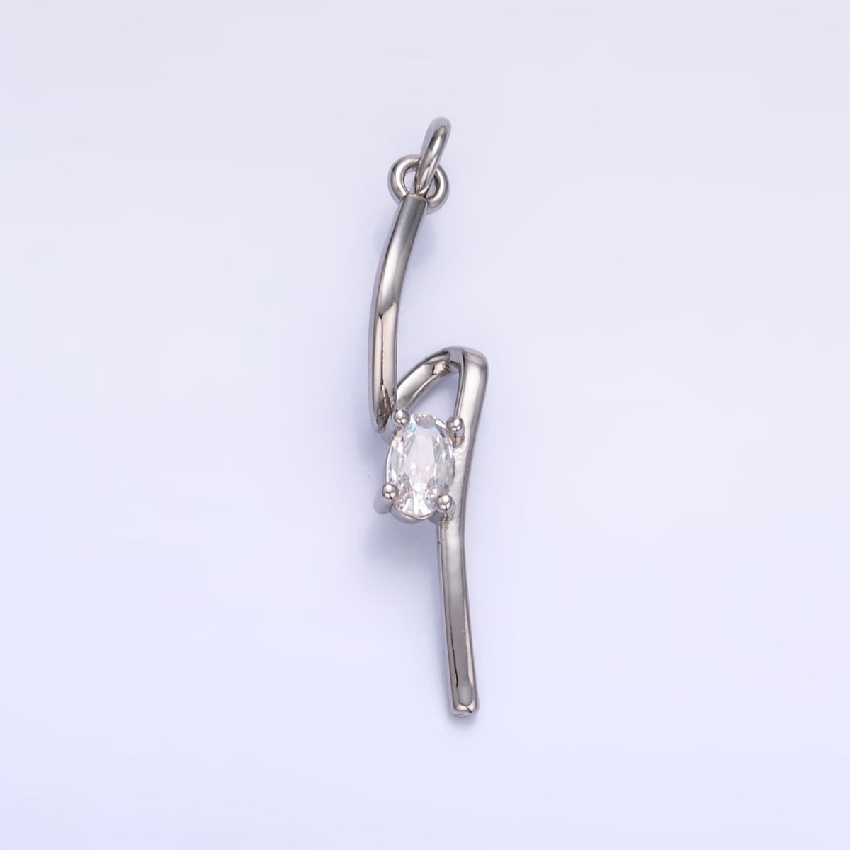 24K Gold Filled Clear CZ Geometric Lightning Bolt Charm in Gold & Silver | W814 - DLUXCA