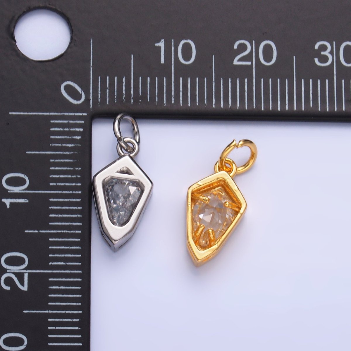 24K Gold Filled Clear CZ Geometric Mini Add - On Charm in Gold & Silver | M623 - DLUXCA