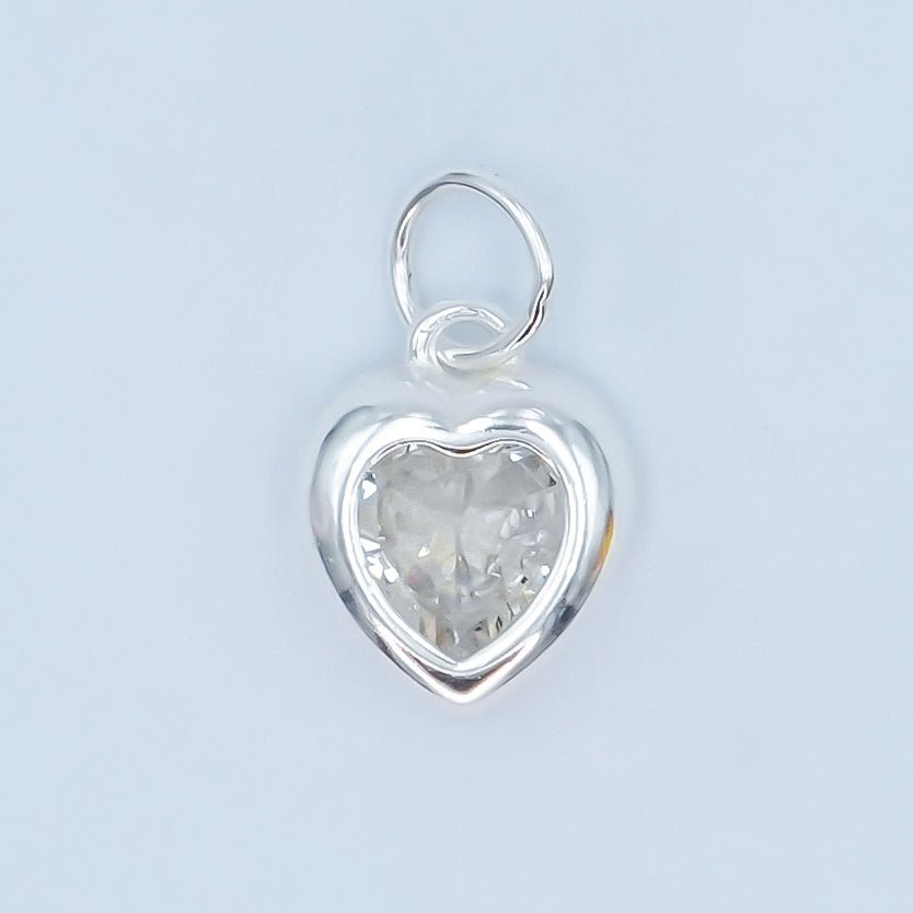 24K Gold Filled Clear CZ Heart Bezel Charm in Gold & Silver | SL - 638 - DLUXCA