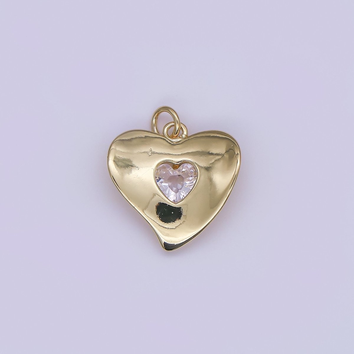 24K Gold Filled Clear CZ Heart Charm in Gold & Silver | M022 - DLUXCA