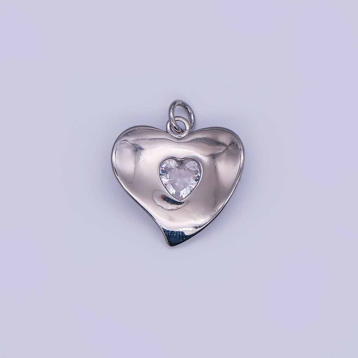 24K Gold Filled Clear CZ Heart Charm in Gold & Silver | M022 - DLUXCA