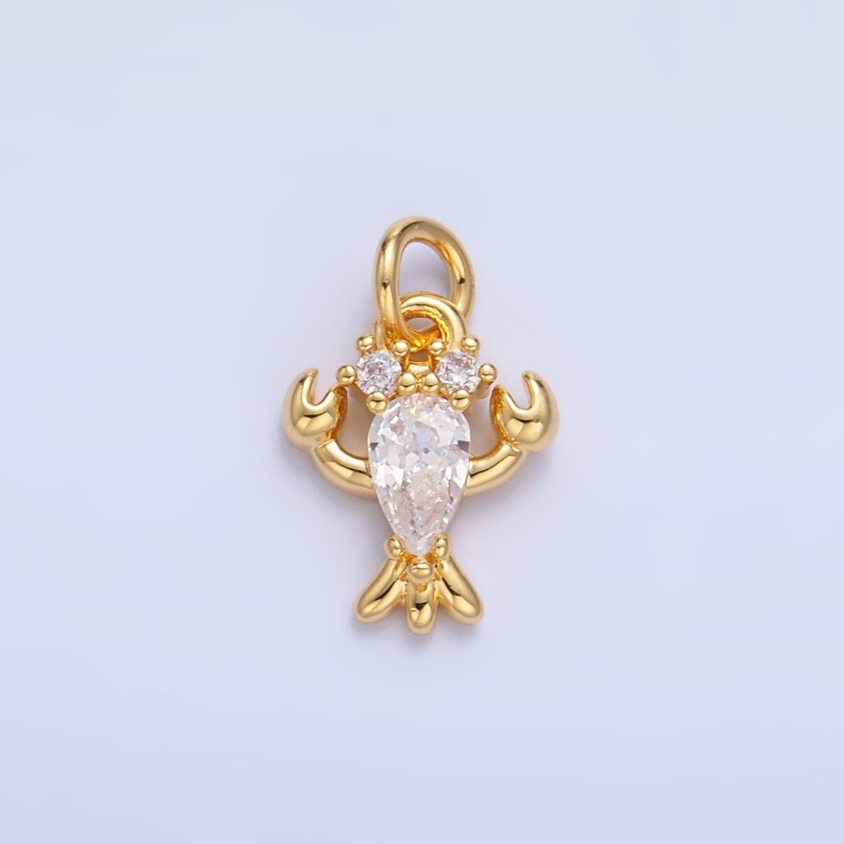 24K Gold Filled Clear CZ Lobster Crustacean Sea Animal Mini Charm in Gold & Silver | W886 - DLUXCA