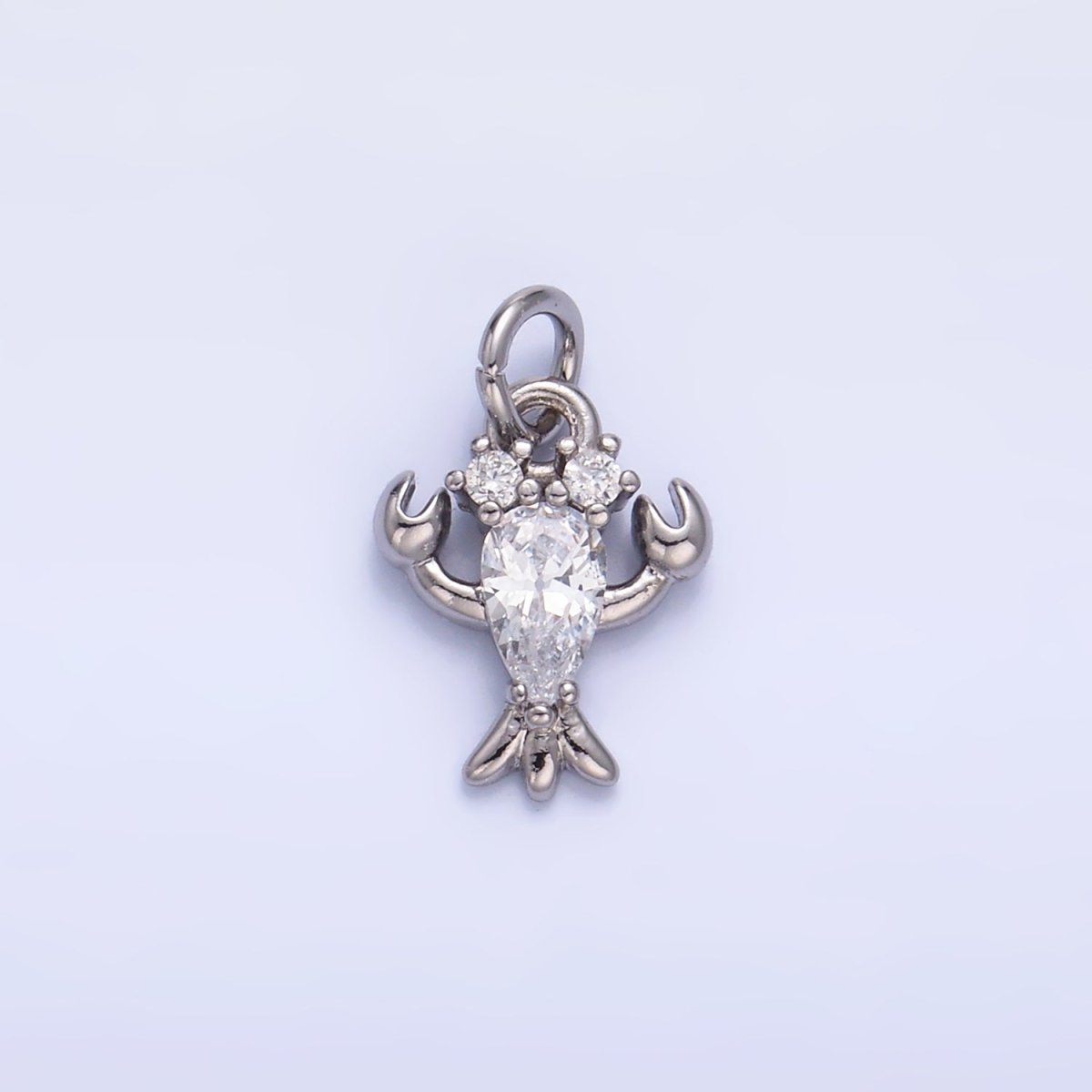 24K Gold Filled Clear CZ Lobster Crustacean Sea Animal Mini Charm in Gold & Silver | W886 - DLUXCA