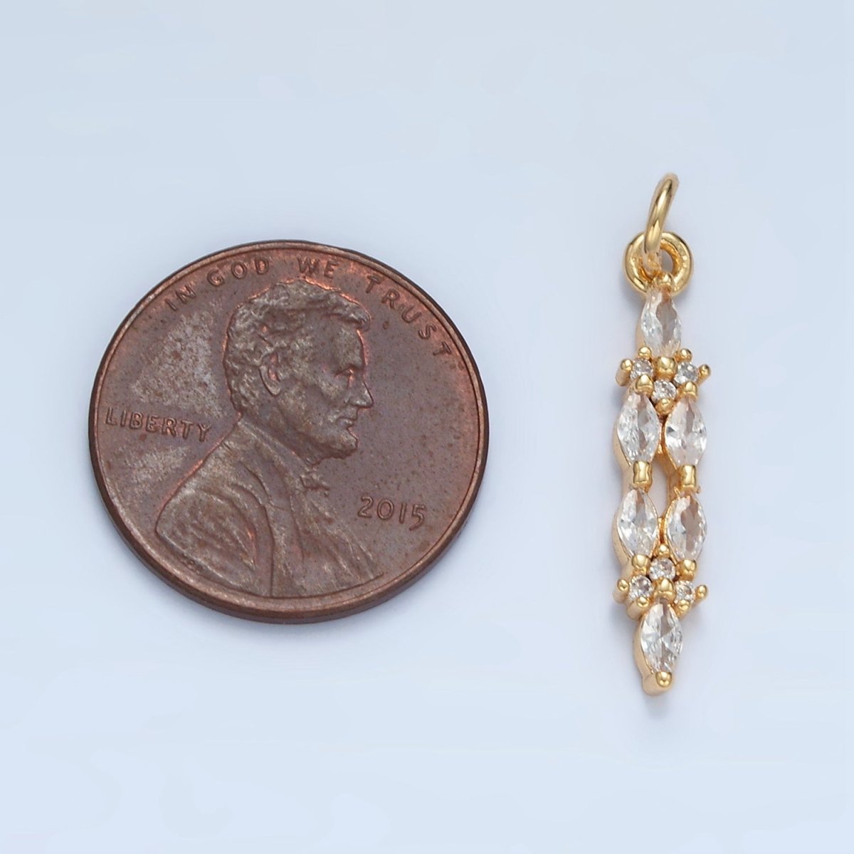 24K Gold Filled Clear CZ Marquise Linear Charm | M018 - DLUXCA