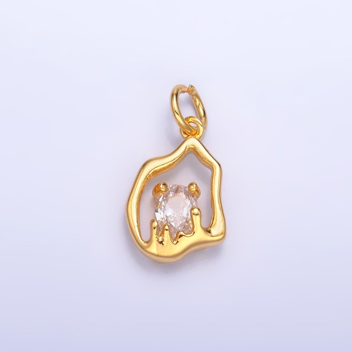 24K Gold Filled Clear CZ Molten Charm in Gold & Silver | W889 - DLUXCA