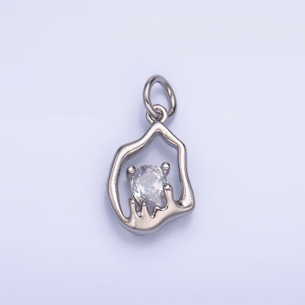 24K Gold Filled Clear CZ Molten Charm in Gold & Silver | W889 - DLUXCA