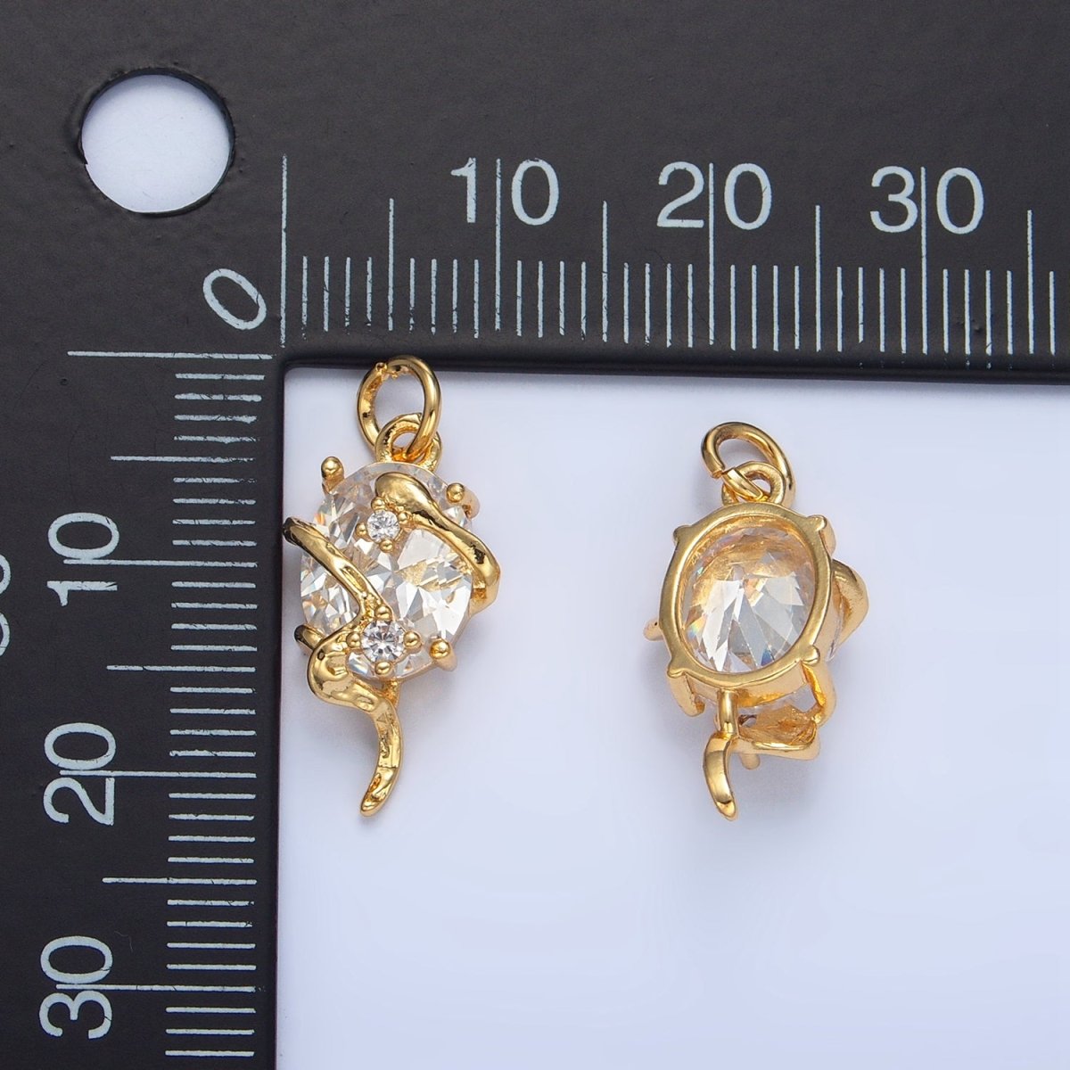 24K Gold Filled Clear CZ Molten Drip Wrap Geometric Charm | X740 - DLUXCA