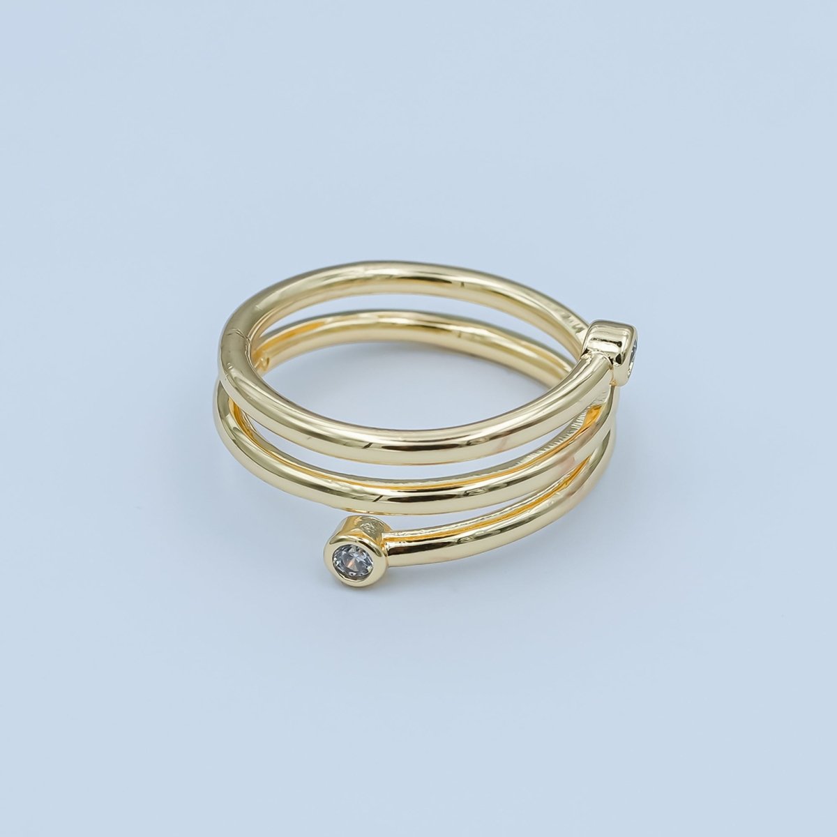 24K Gold Filled Clear CZ Multiple Band Wrap Ring in Gold & Silver | O870 O878 - O880 - DLUXCA