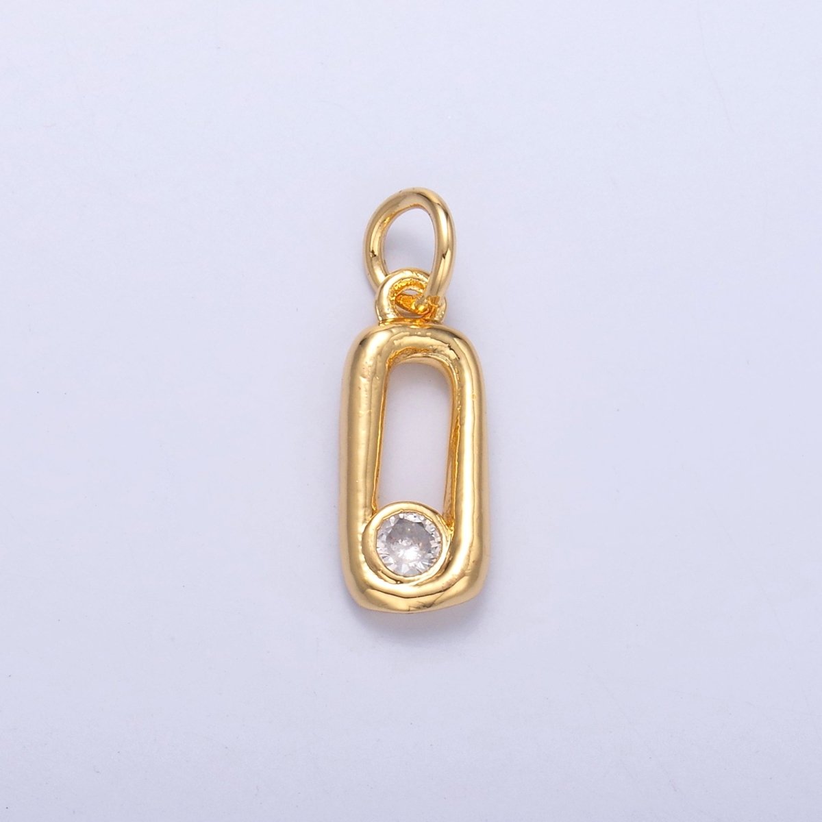 24K Gold Filled Clear CZ Oblong Link Charm in Gold & Silver | N056 - DLUXCA