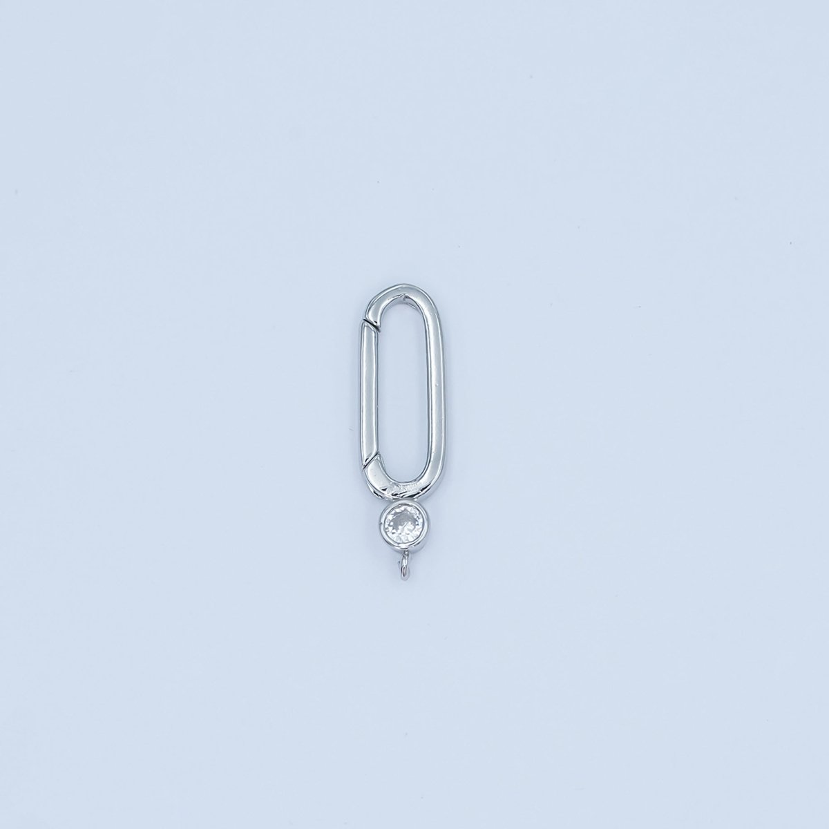 24K Gold Filled Clear CZ Oblong Push Gate Finding in Gold & Silver | Z1097 - DLUXCA