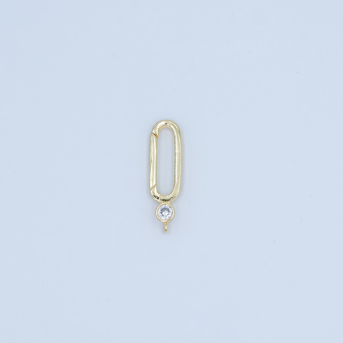 24K Gold Filled Clear CZ Oblong Push Gate Finding in Gold & Silver | Z1097 - DLUXCA