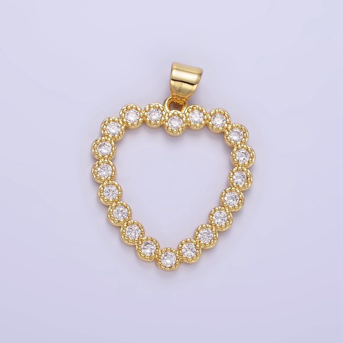 24K Gold Filled Clear CZ Open Heart Pendant | AA1339 - DLUXCA