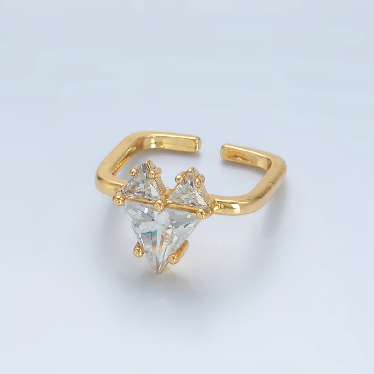 24K Gold Filled Clear CZ Pixel Heart Solitaire Ring | U342 - DLUXCA