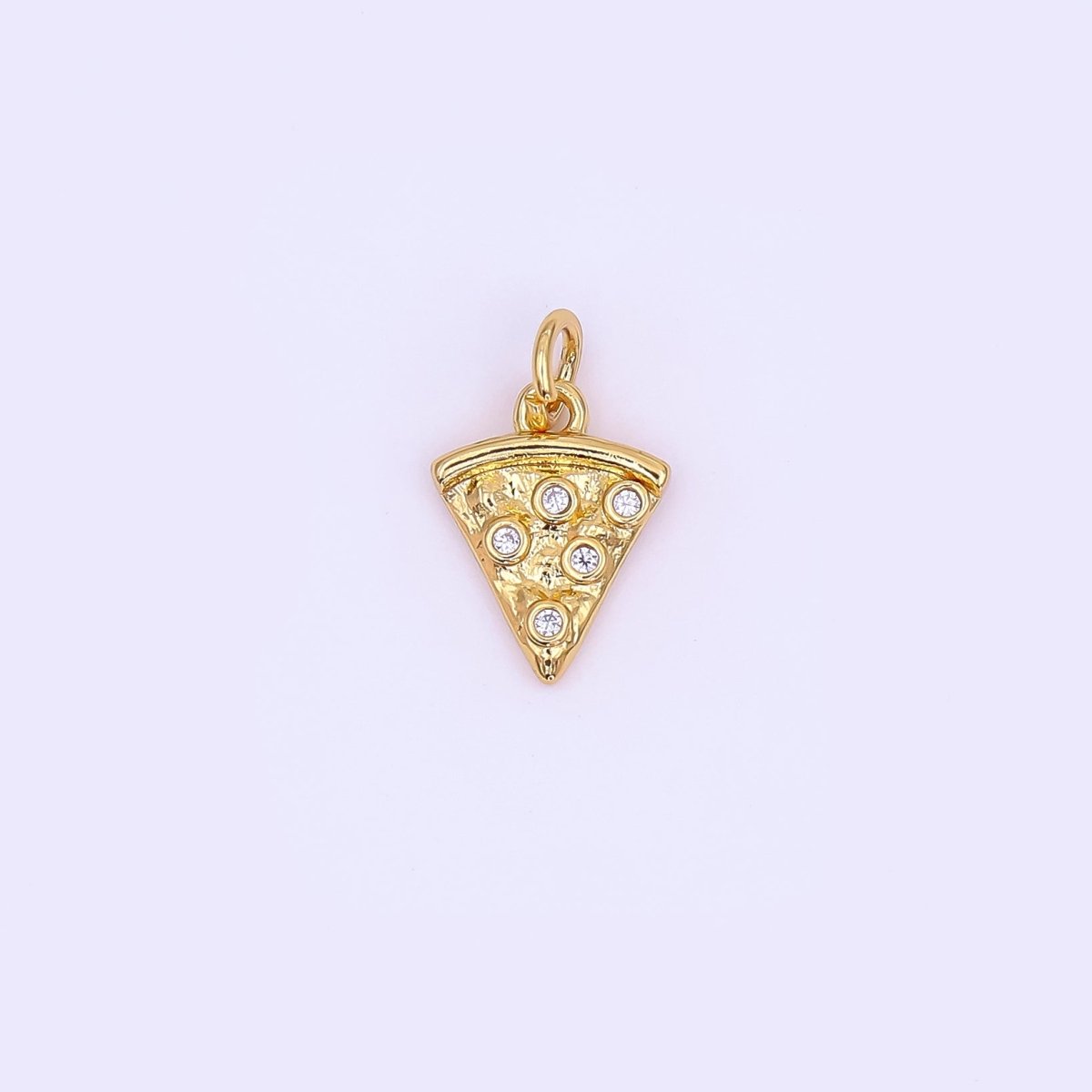24K Gold Filled Clear CZ Pizza Slice Mini Charm in Gold & Silver | AF438 - DLUXCA