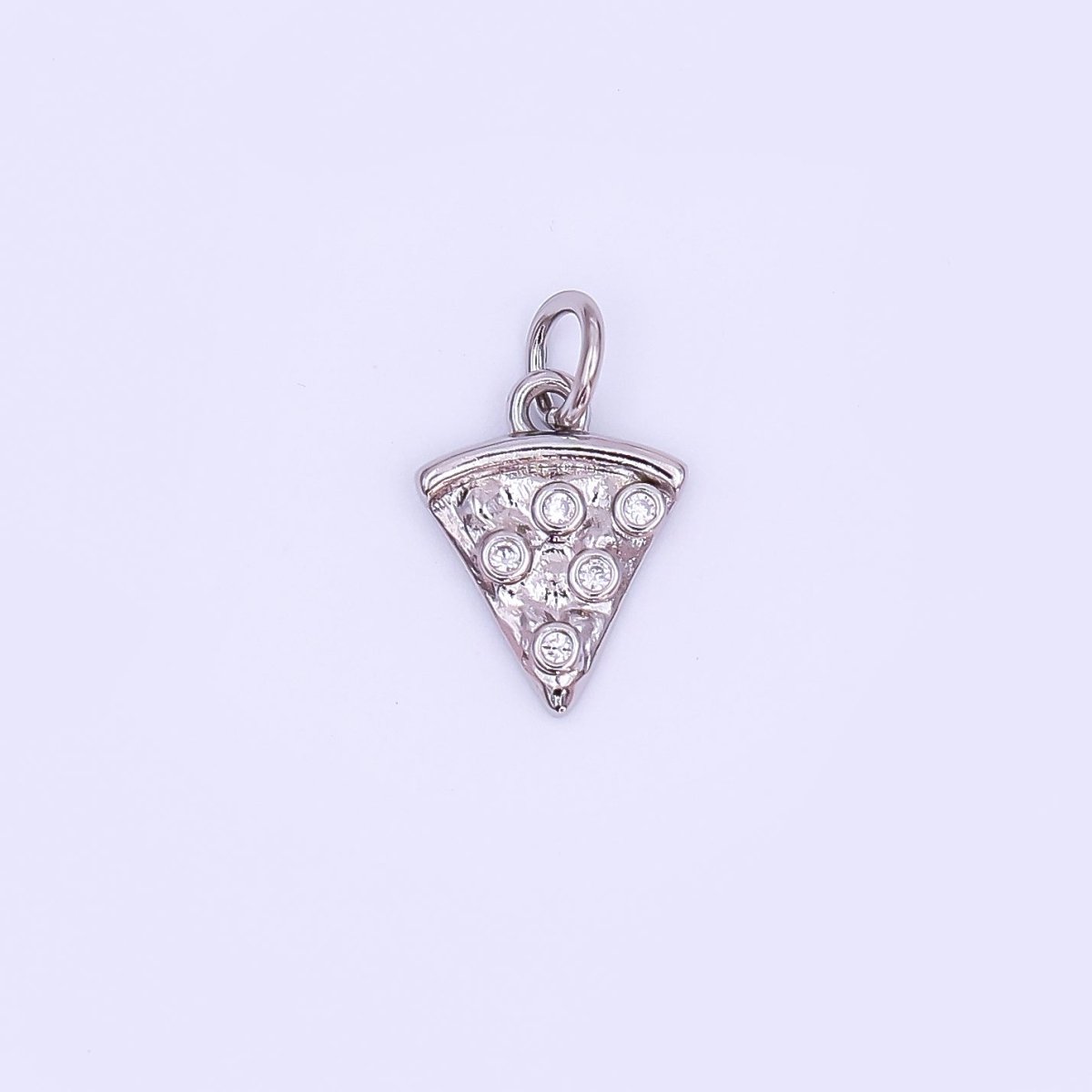 24K Gold Filled Clear CZ Pizza Slice Mini Charm in Gold & Silver | AF438 - DLUXCA