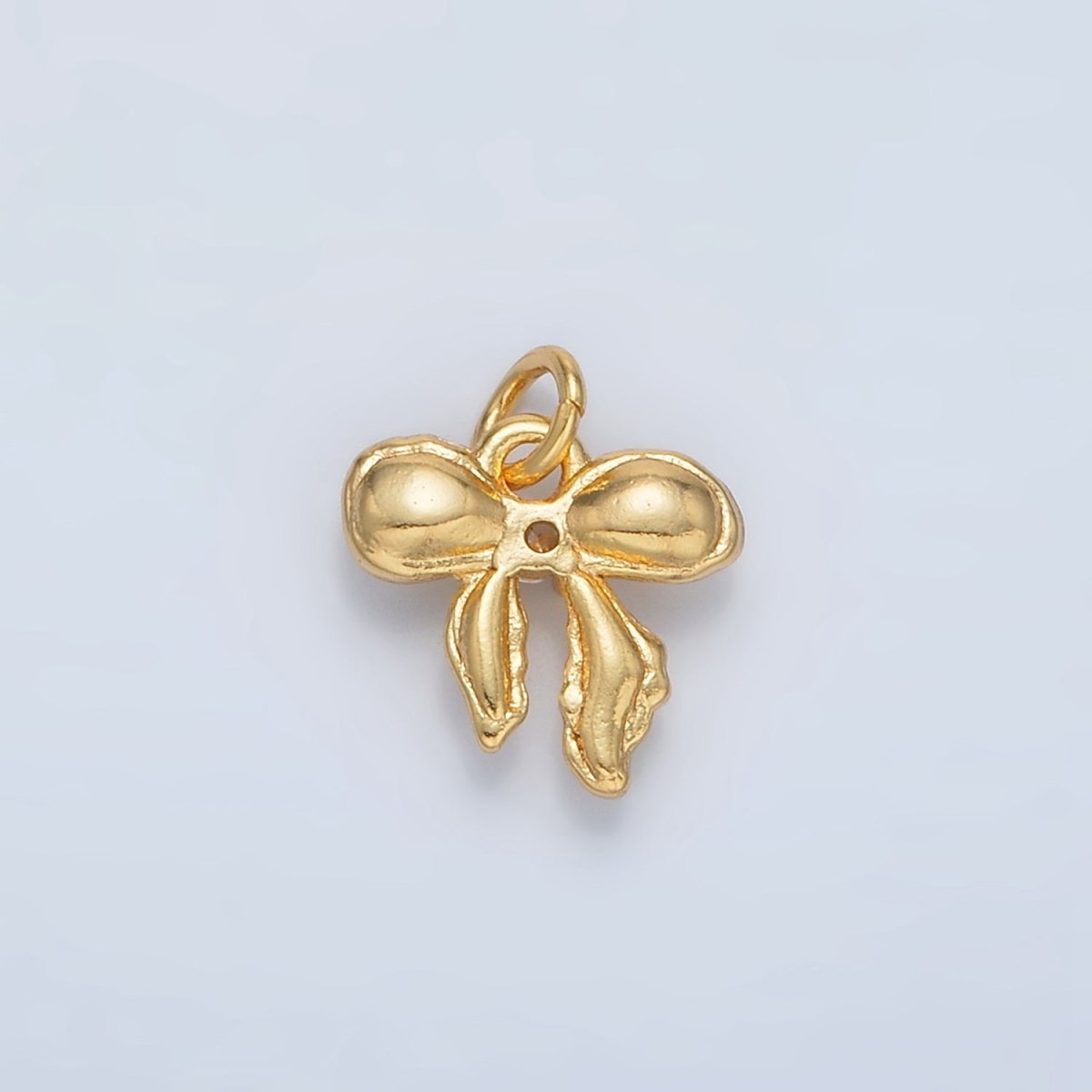 24K Gold Filled Clear CZ Puffed Ribbon Bow Mini Charm | AC151 - DLUXCA
