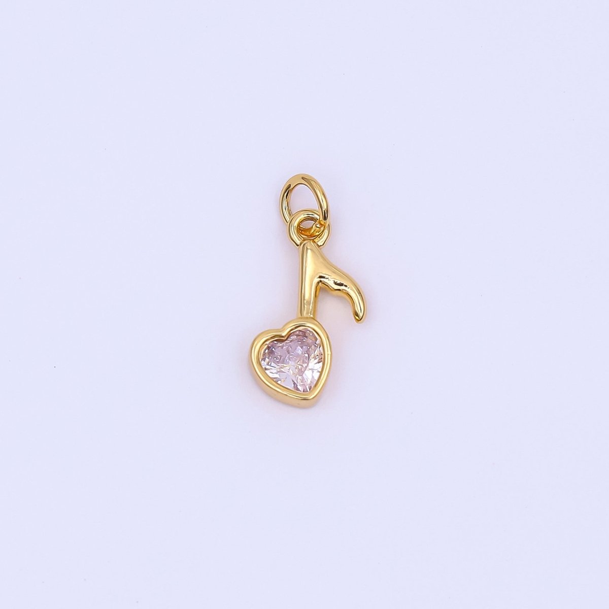 24K Gold Filled Clear CZ Quaver Eight Musical Note Charm in Gold & Silver | N784 - DLUXCA