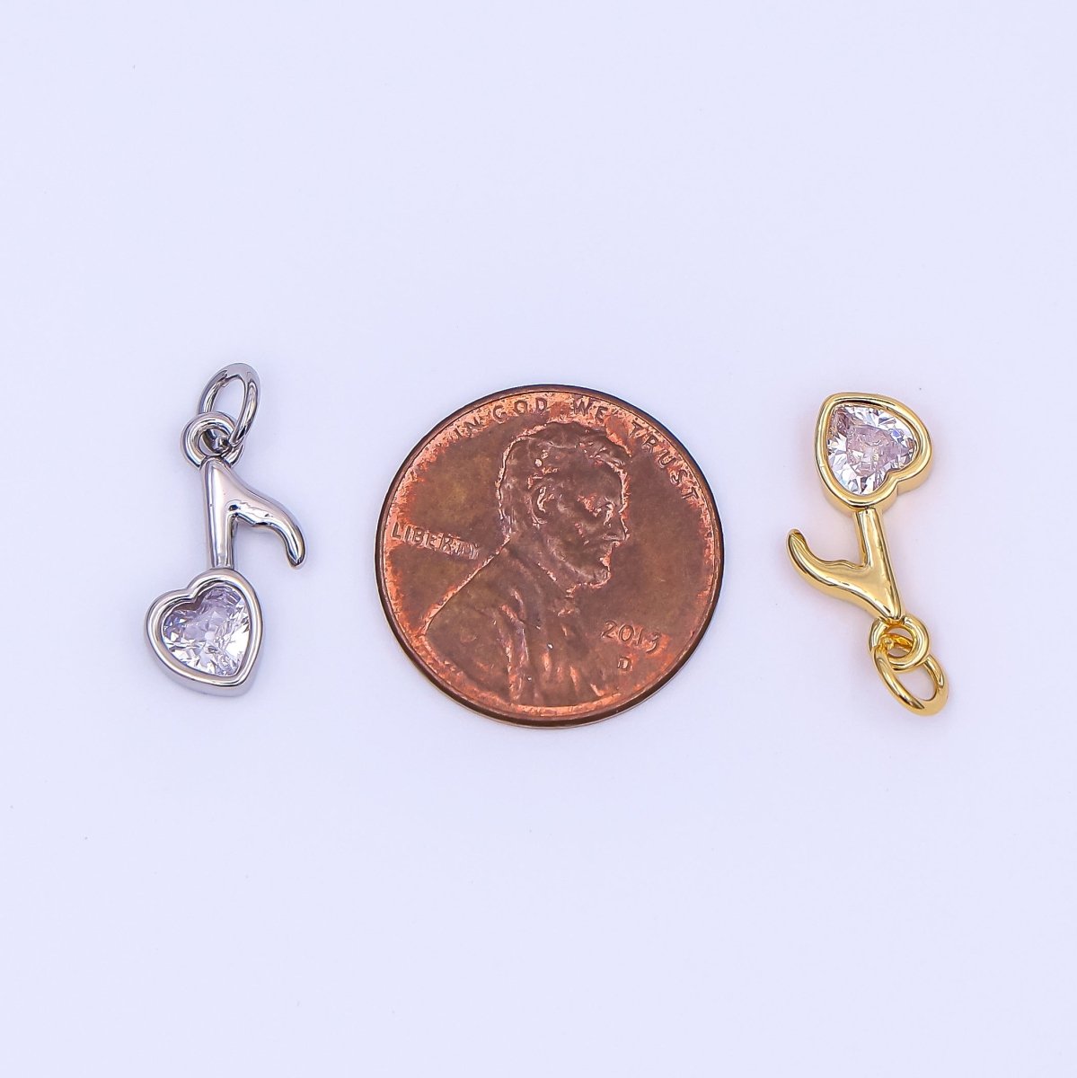 24K Gold Filled Clear CZ Quaver Eight Musical Note Charm in Gold & Silver | N784 - DLUXCA