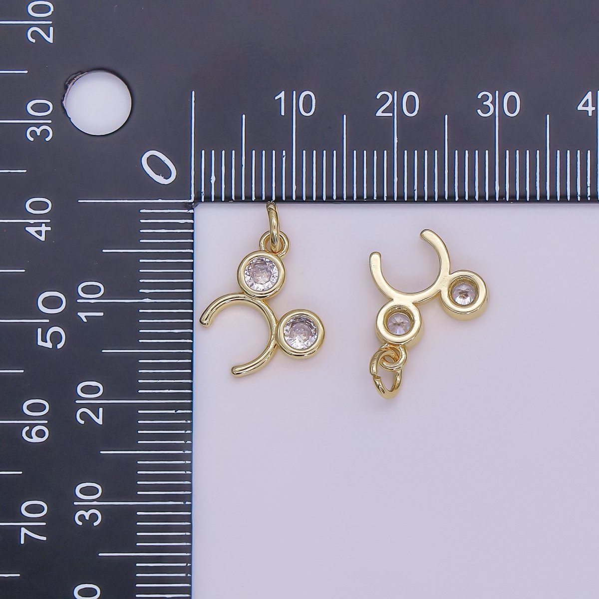 24K Gold Filled Clear CZ Round Headband Mini Charm | AF480 - DLUXCA