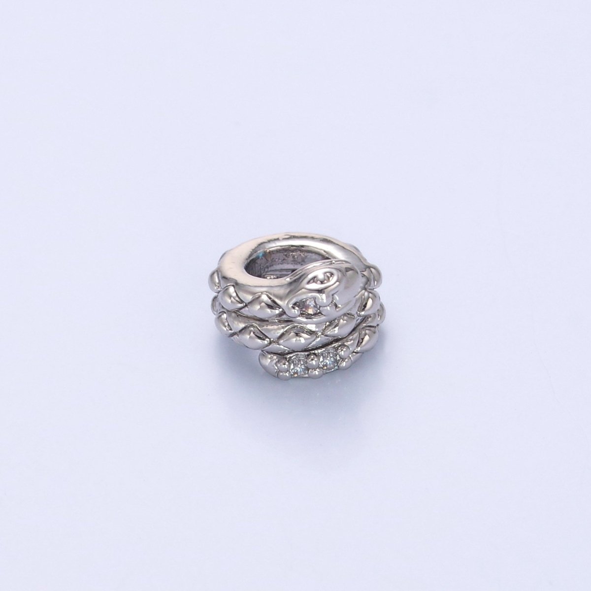 24K Gold Filled Clear CZ Snake Serpent Rondelle Bead in Gold & Silver | B634 - DLUXCA